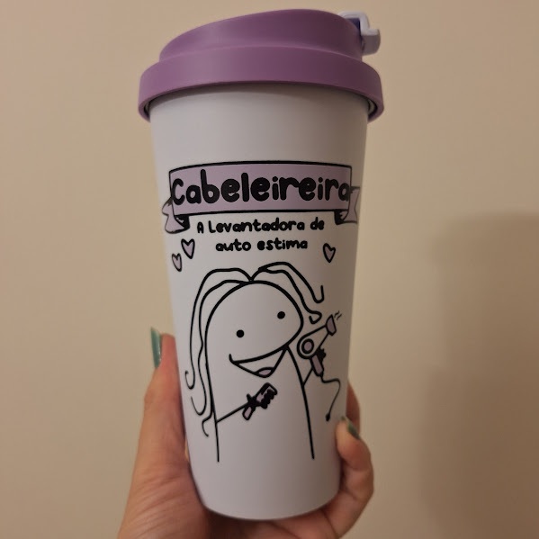 Copo de Viagem Profissões 400ml|Tampa Antivazamento|Presente Criativo-cabelereira-Flork Bentô Profissões