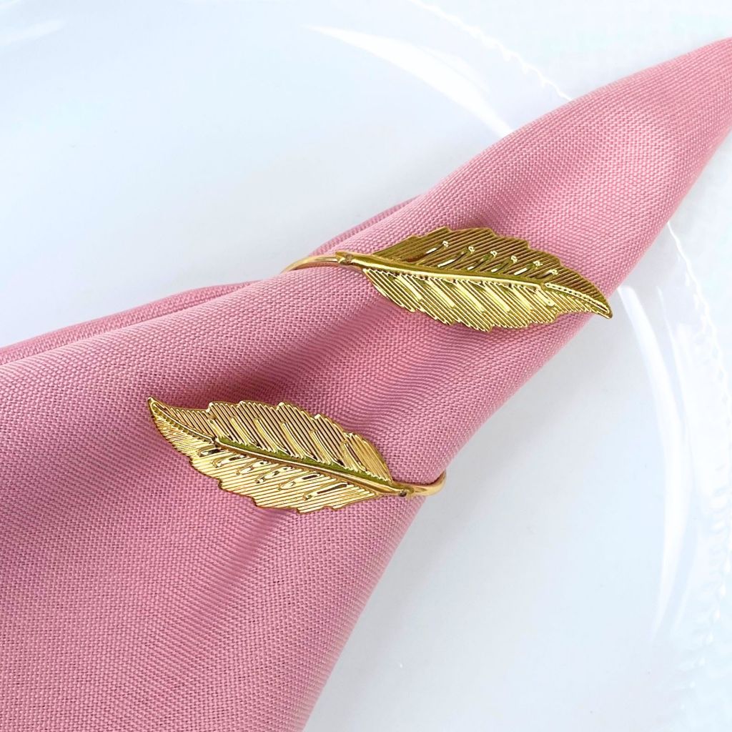 Kit com 06 ou 12 Anel Porta Guardanapo Folha Dourada Mesa Posta em Oferta na Shopee