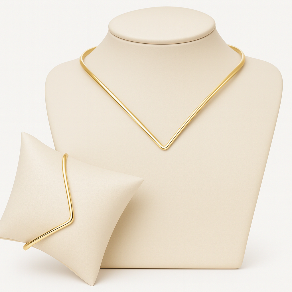 Choker e Pulseira em V organico Folheado - Ajustável - Dourado e Prata - Acessório da Moda em Oferta na Shopee