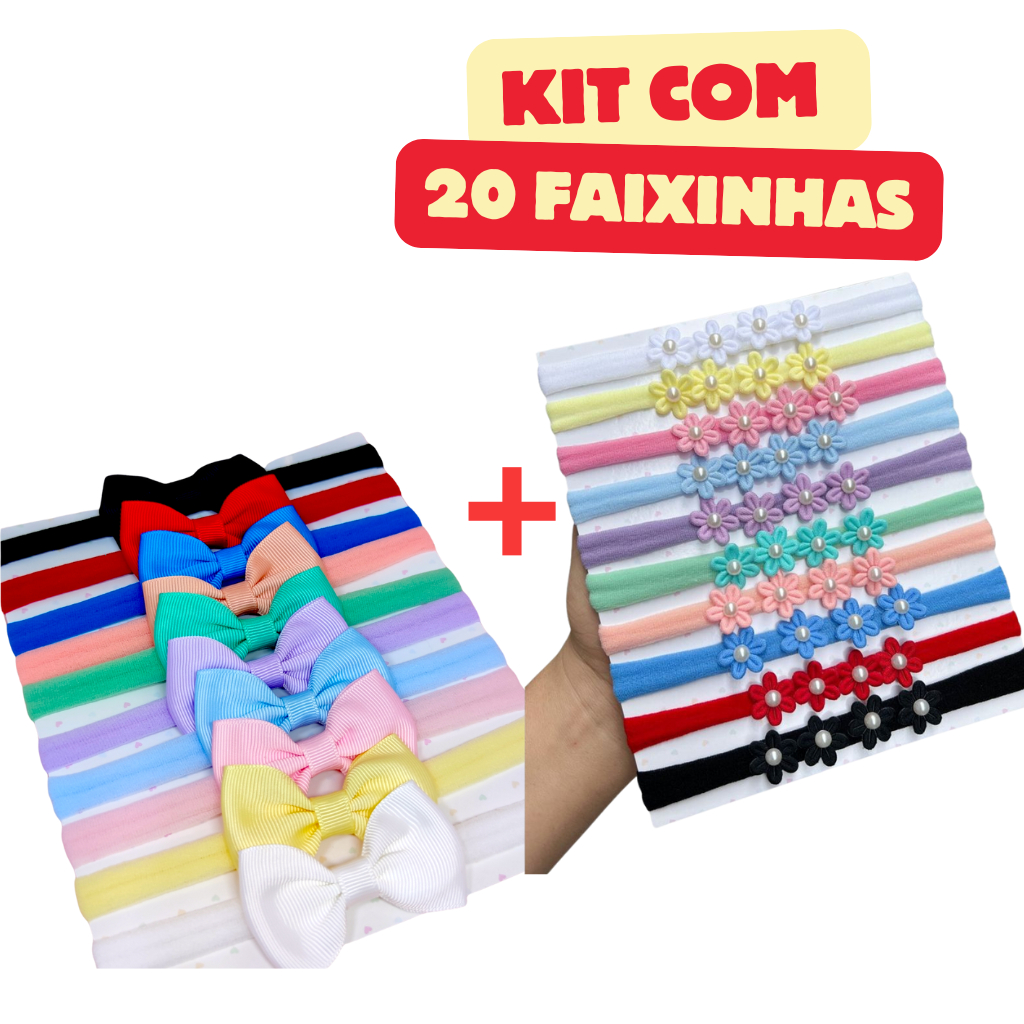 Kit 20 Faixas Laços faixinha para bebe menina Tiara flor para bebê roupinhas bebê em Oferta na Shopee