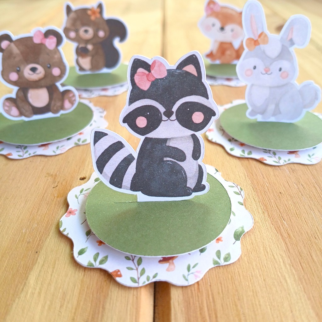 Apliques em Pé (PEGUE E MONTE)Bosque Encantado Menina personalizados festa aniversário lembracinha