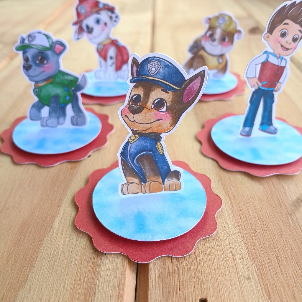 Apliques em Pé  (PEGUE E MONTE) para personalizados Patrulha Canina lembrancinhas festas aniversário