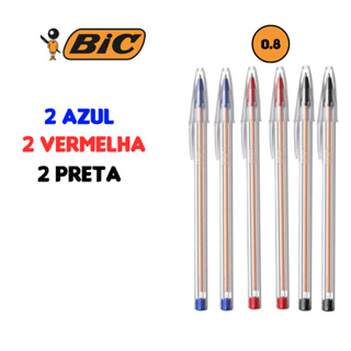 Kit Caneta Bic Cristal Fina - Preta, Azul e Vermelha - 24, 20, 18, 10, 6, 3 ou 2 em Oferta na Shopee