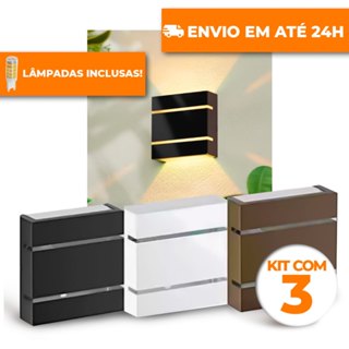 KIT 3 ARANDELA 2 FRISOS COM LÂMPADA ÁREA EXTERNA ILUMINAÇÃO PAREDE MURO em Oferta na Shopee