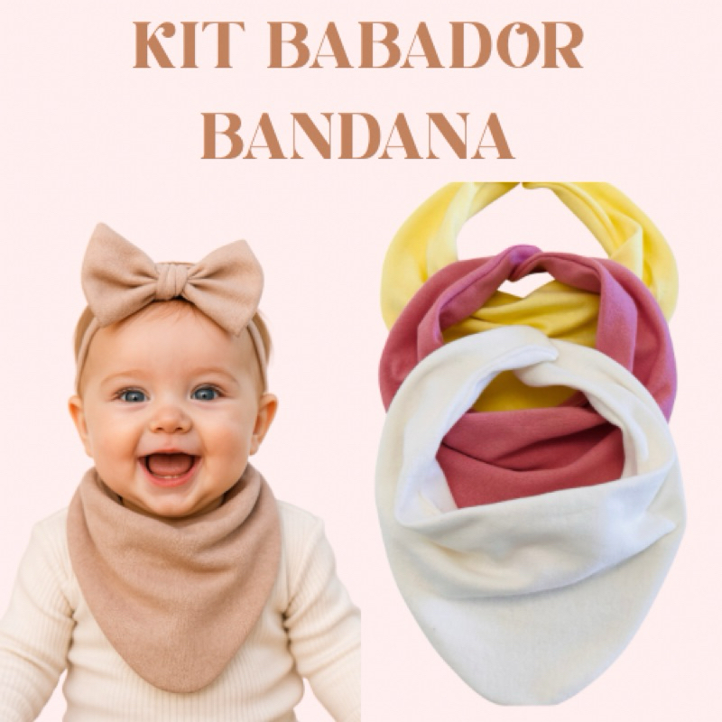 Kit Babador Bandana Menino e Menina Kit Com 3 Peças Malha Algodão Suedine