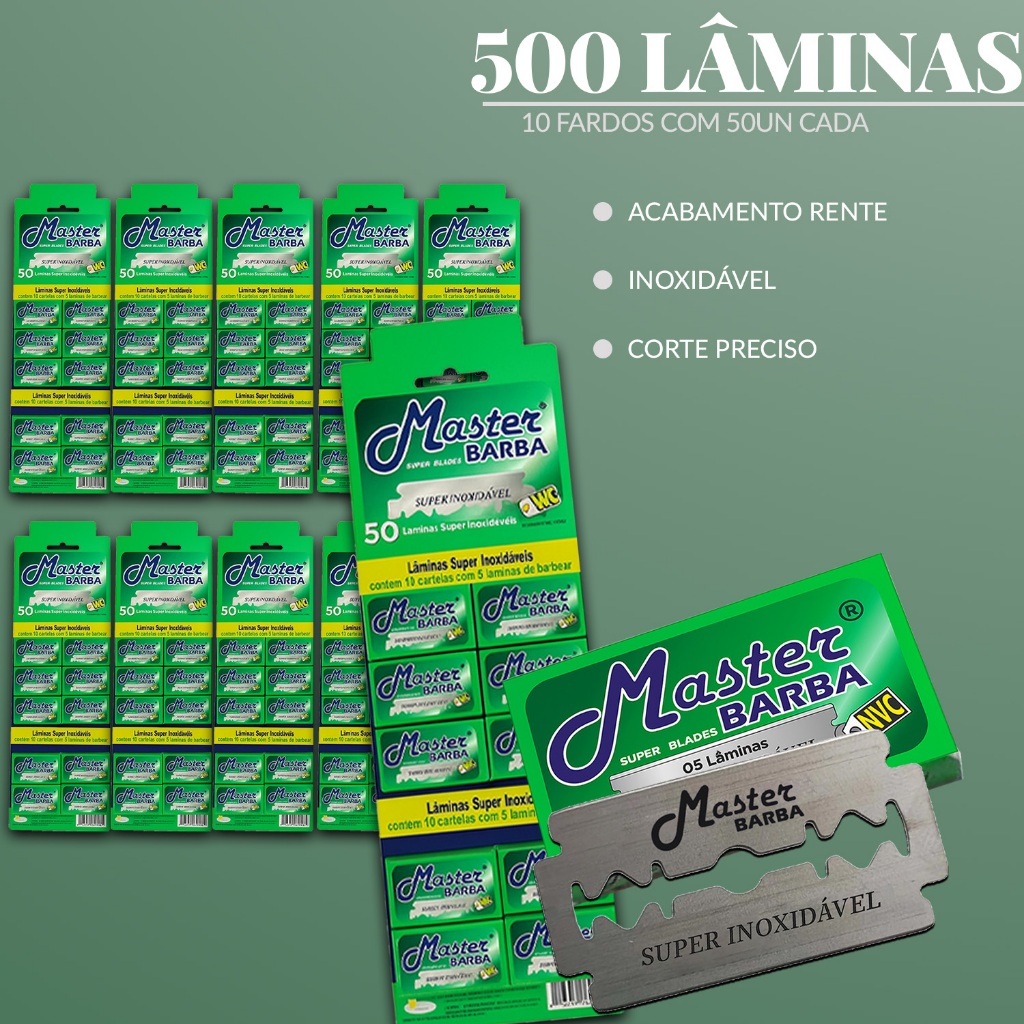 Cartelas Lâmina De Barbear Inox Master Barba Super Barba