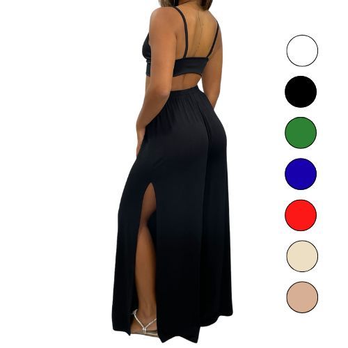 Calça Pantalona Feminina Cintura Alta Elástico na Cintura com Fenda Lateral de Malha Viscolycra Leve em Oferta na Shopee