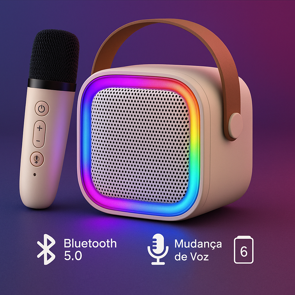 Imagem K12 Caixa de som sem fio com microfone Karaokê, Mini Alto-falante Bluetooth portátil de Karaoke com 1 Microfone