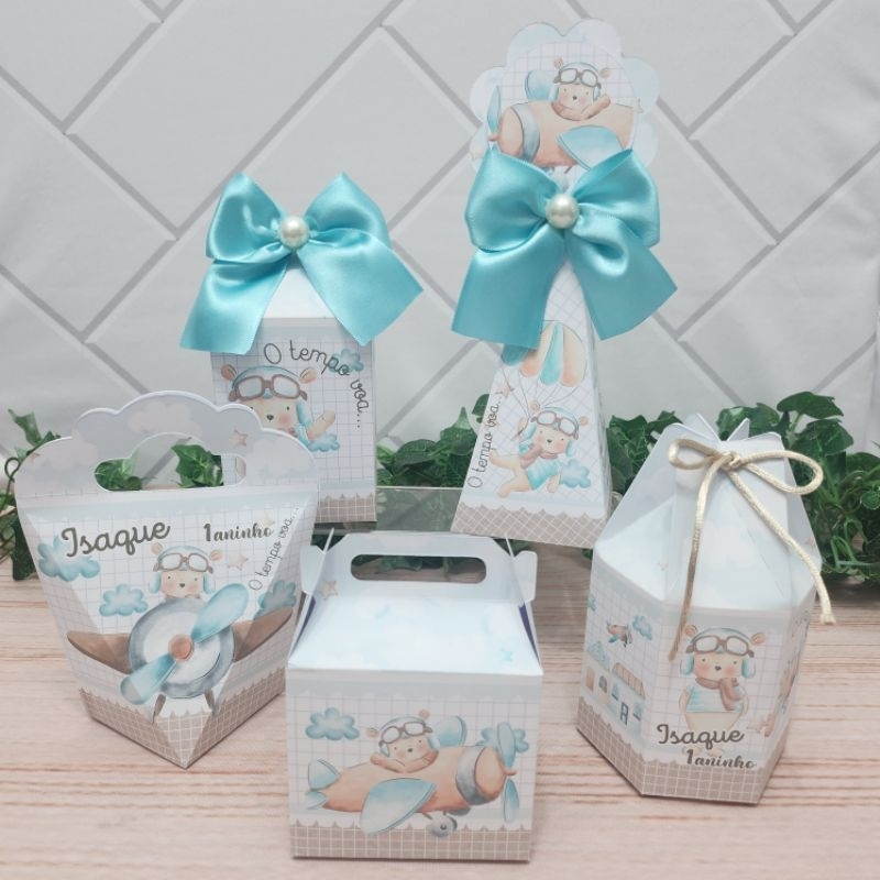 Ursinho Aviador Kit Personalizado l Kit Festa l Lembrancinha l Aniversario l Caixinhas Personalizadas l Festa Infantil