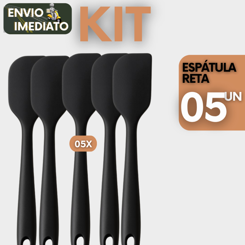 Kit 05 Espatula Pao Duro de Silicone Casa Cozinha Buffet Restaurante Confeitaria Lanchonete