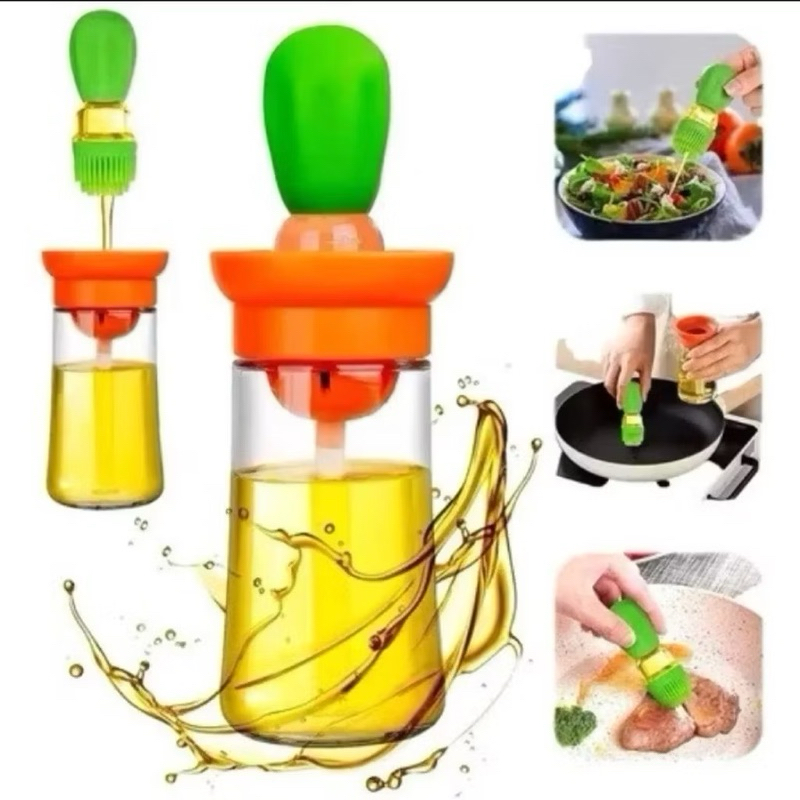 Dispenser Portátil Para Óleo ou Azeite 2 em 1 com Escova de Silicone cozinha grelha