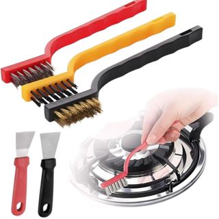 Kit Escova De Limpeza Aço Metal Nylon Multiuso Com Espatulas em Oferta na Shopee
