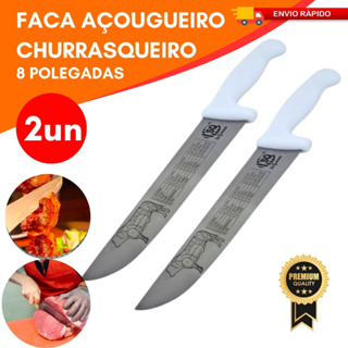 Conjunto 2 Faca Açougueiro Churrascaria 8 Polegadas Aço Inox Alta Qualidade Resistente Afiada em Oferta na Shopee