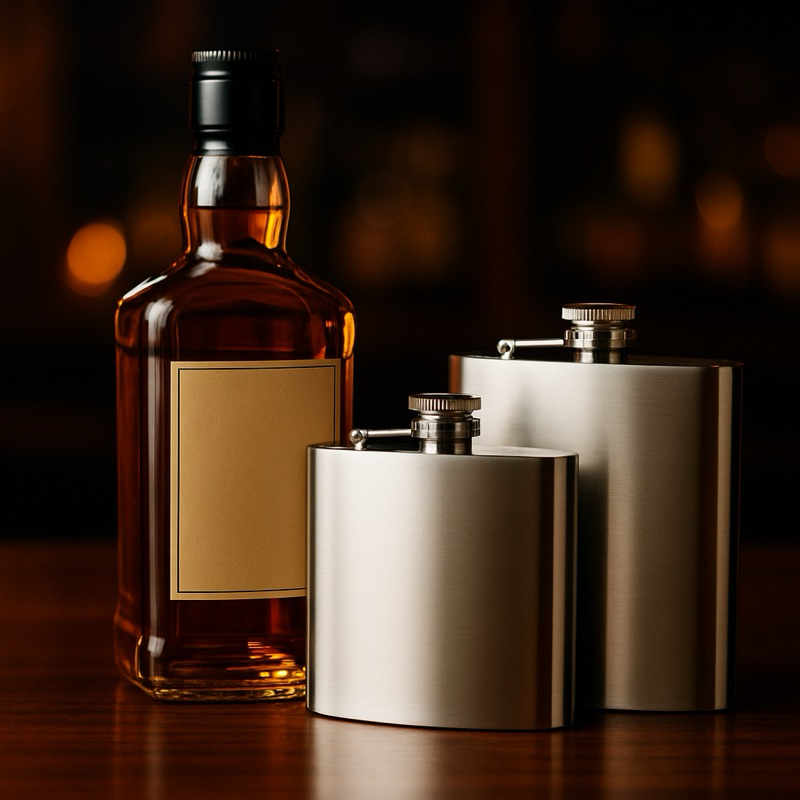 Cantil de Bolso em Aço inox 150ml ou 230ml Porta Bebidas Whisky Vodka Rum