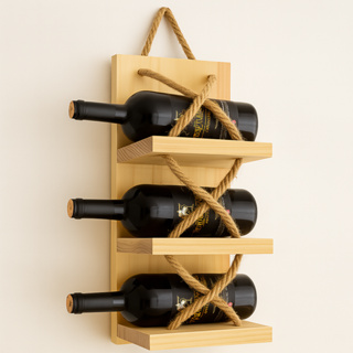 Adega Sisal Madeira Pinus para 3 Garrafas em Oferta na Shopee