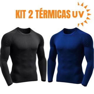 Kit 2 camisa uv masculino térmica masculina proteção solar blusa manga longa em Oferta na Shopee