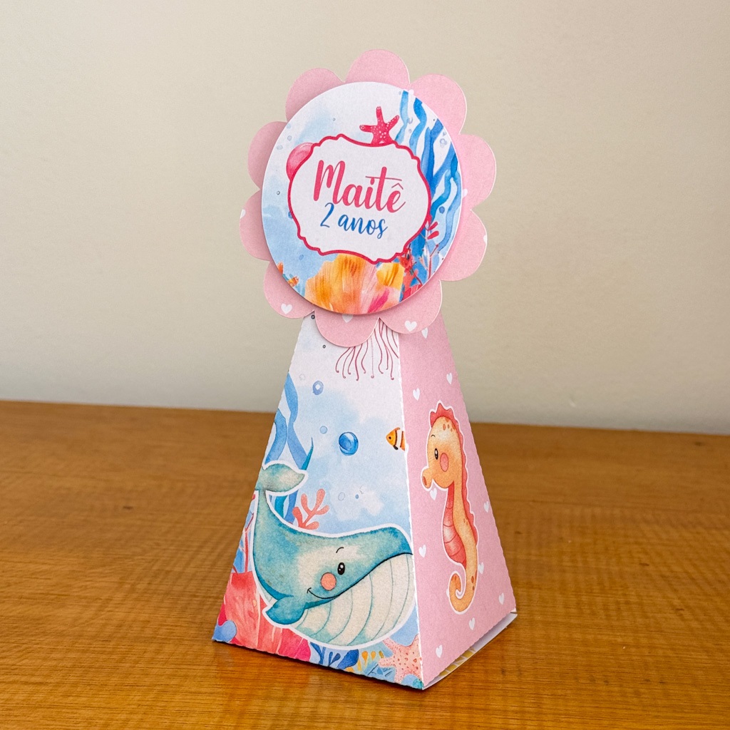 Caixa Pirâmide Personalizada | Lembrancinha Festa Infantil | Lembrancinha Personalizada com Nome | Qualquer Tema