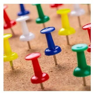 Kit 50, 100, 150 ou 200pcs Alfinetes Tipo Taça Coloridos Mapas Quadro Cortiça - Coloridos