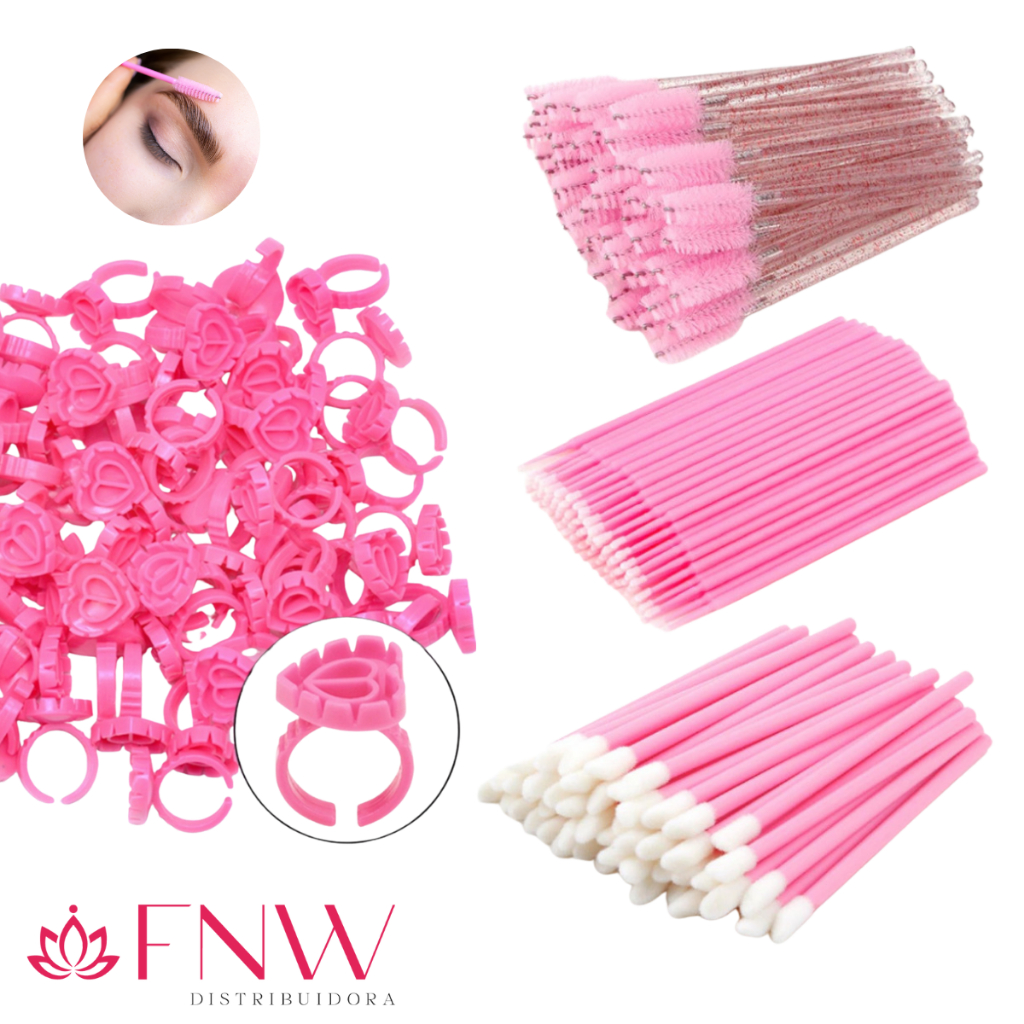 Kit 400 Pcs 100 Anel Batoque Com Divisoria 100 Escovinhas 100 Microbrush 100 Aplicadores em Oferta na Shopee