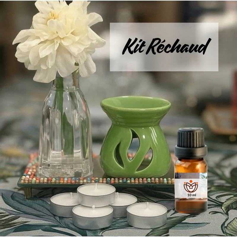 Kit Réchaud com 8 Velas + Essência Aromática 10ml | Difusor Decorativo para Ambientes