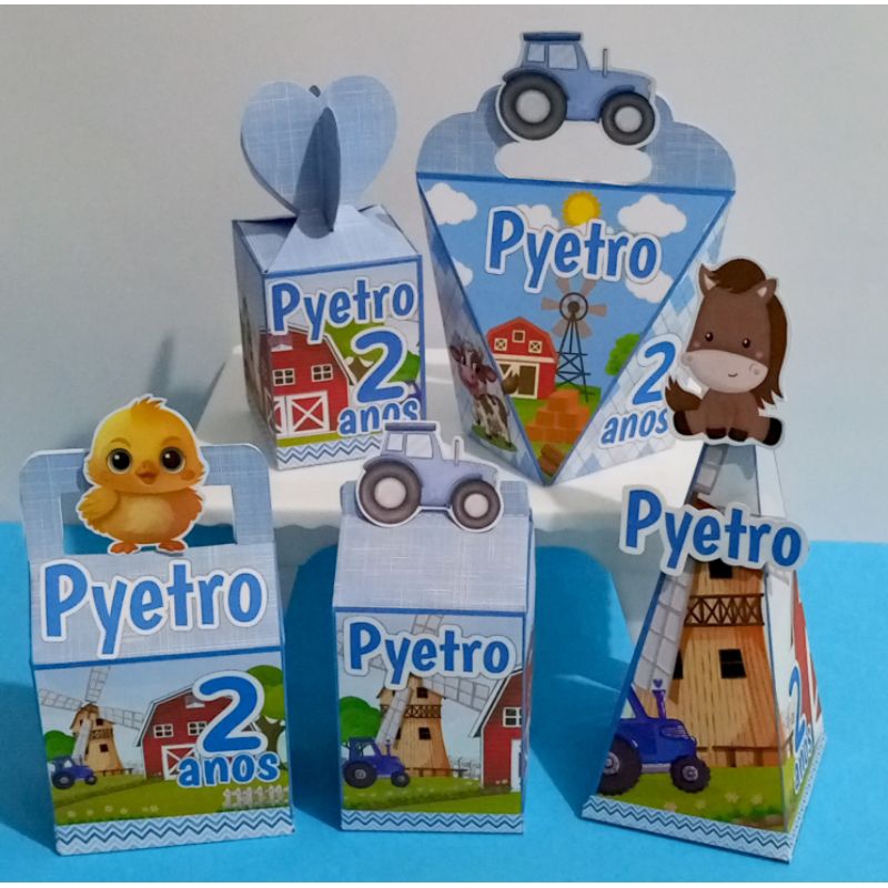 kit caixinhas fazendinha  caixinha personalizadas fazendinha menino lembrancinha de festa fazendinha