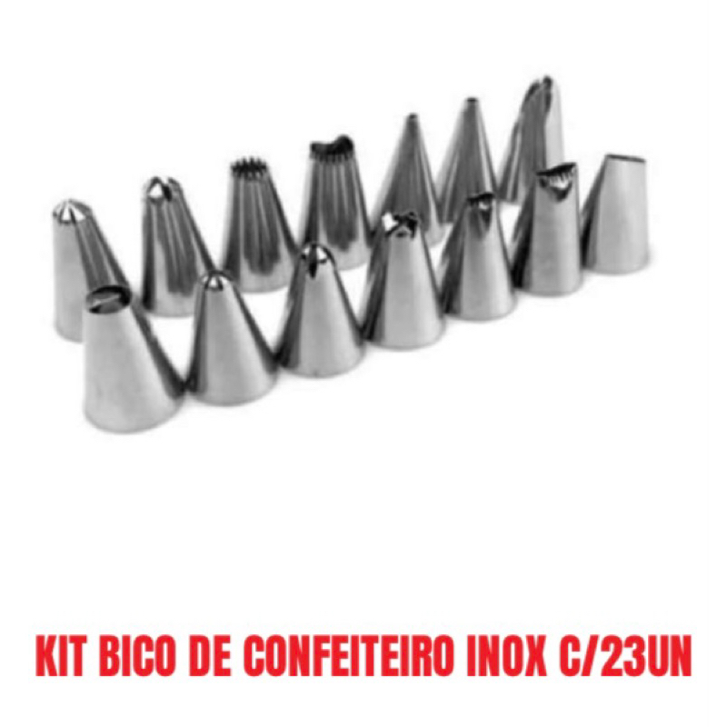 kit bico do confeiteiro com 23 peças inox