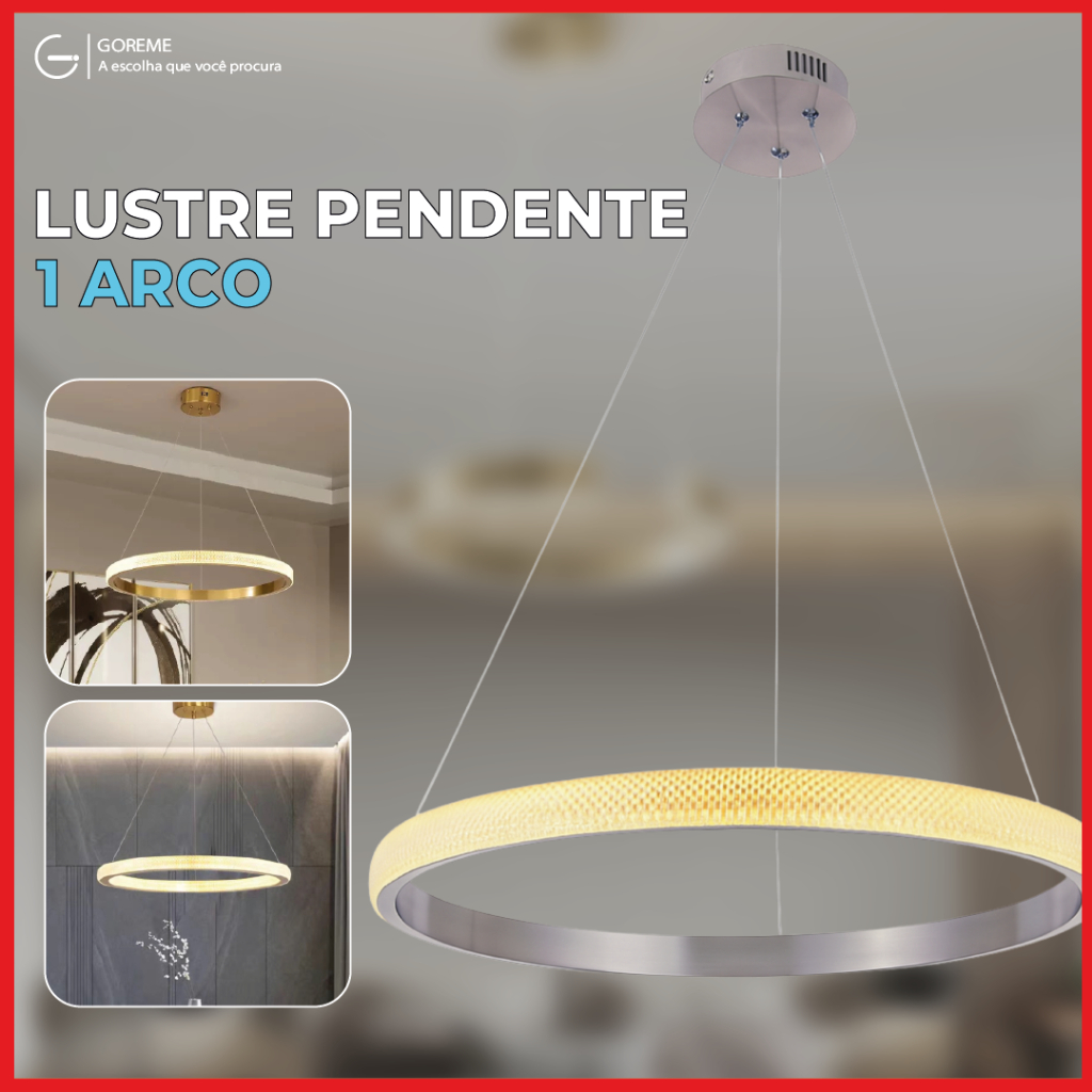Pendente Lustre Dourado de Cristal Luxo Moderno Luz Quente Luminária Anel 110V-220V Bivolt em Oferta na Shopee