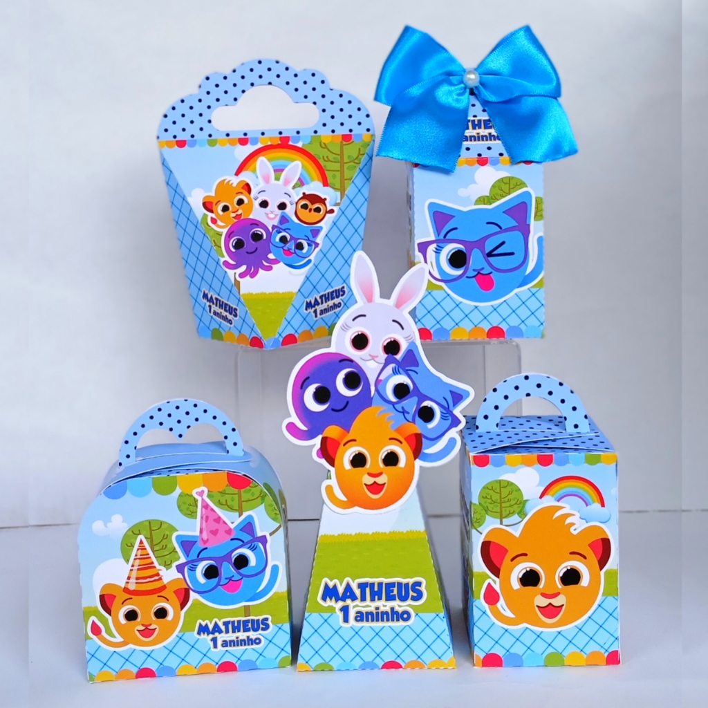 Personalizados Bolofofos azul menino |  Caixinhas para Lembrancinhas |  Aniversário |  Caixa  | Kit Festa personalizadas
