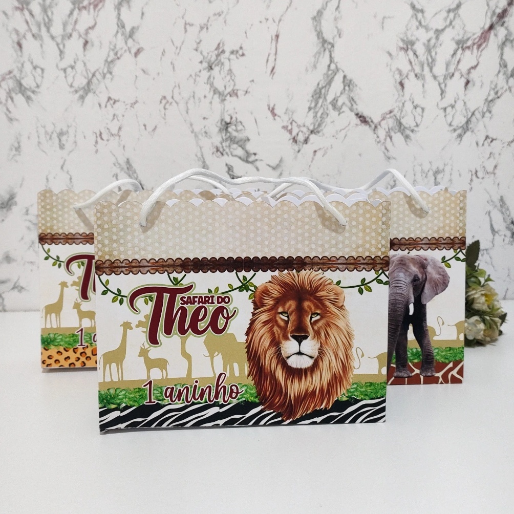 Sacolinha G SAFARI REALISTA - Sacolinha Surpresa Sacolinha Personalizada  Lembrancinha Para Festa Pronta para o Uso