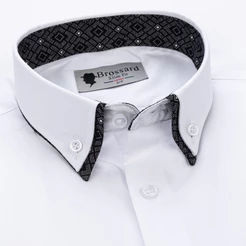 Brossard Camisa masculina slim decote listrado multicolor Respirável para Trabalho e Casual