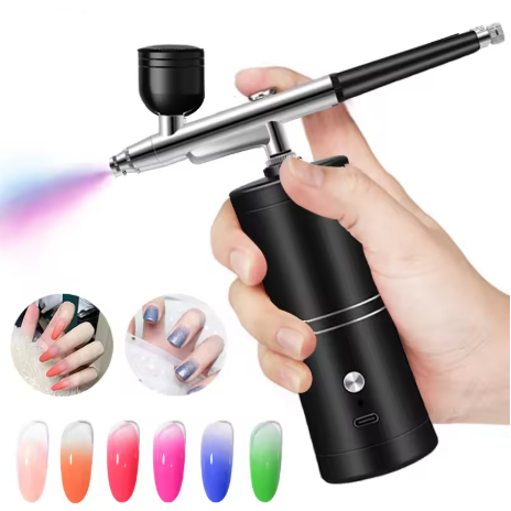 aerógrafo portátil de compressão de esmalte nano sem fio, mini aerógrafo para decoração de unhas de bolo, conjunto de ae