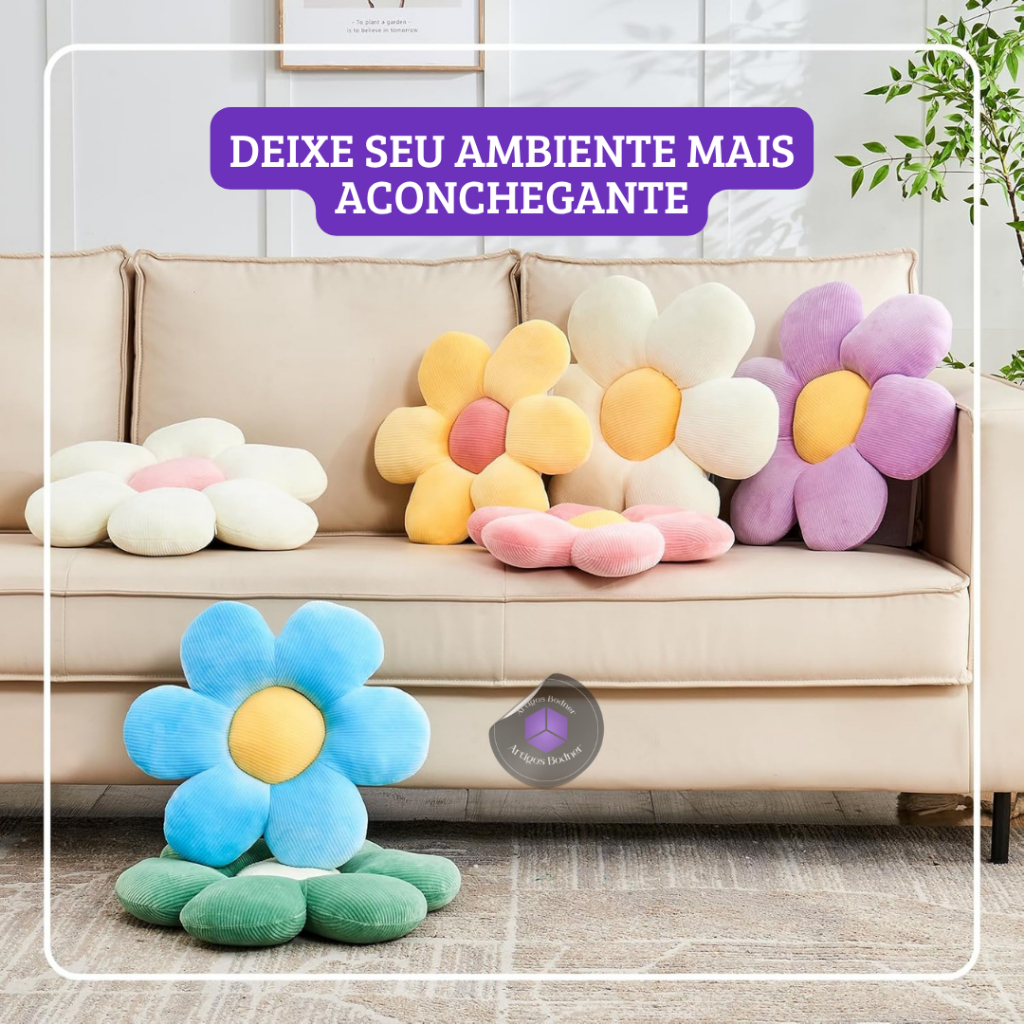 Almofada Flor 50CM 🌸 Pétalas Gigantes Pelúcia Premium | Decorativa Macia Quarto Infantil Sofá Menina