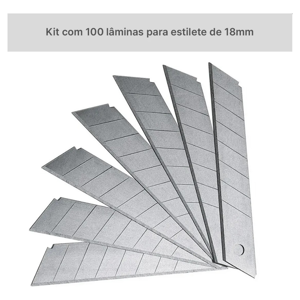 100 Unidades Lâmina Larga 18mm 60 Graus Bazze - Envelopamento Industria Comunicacao Visual Adesivo Vinil Automotivo