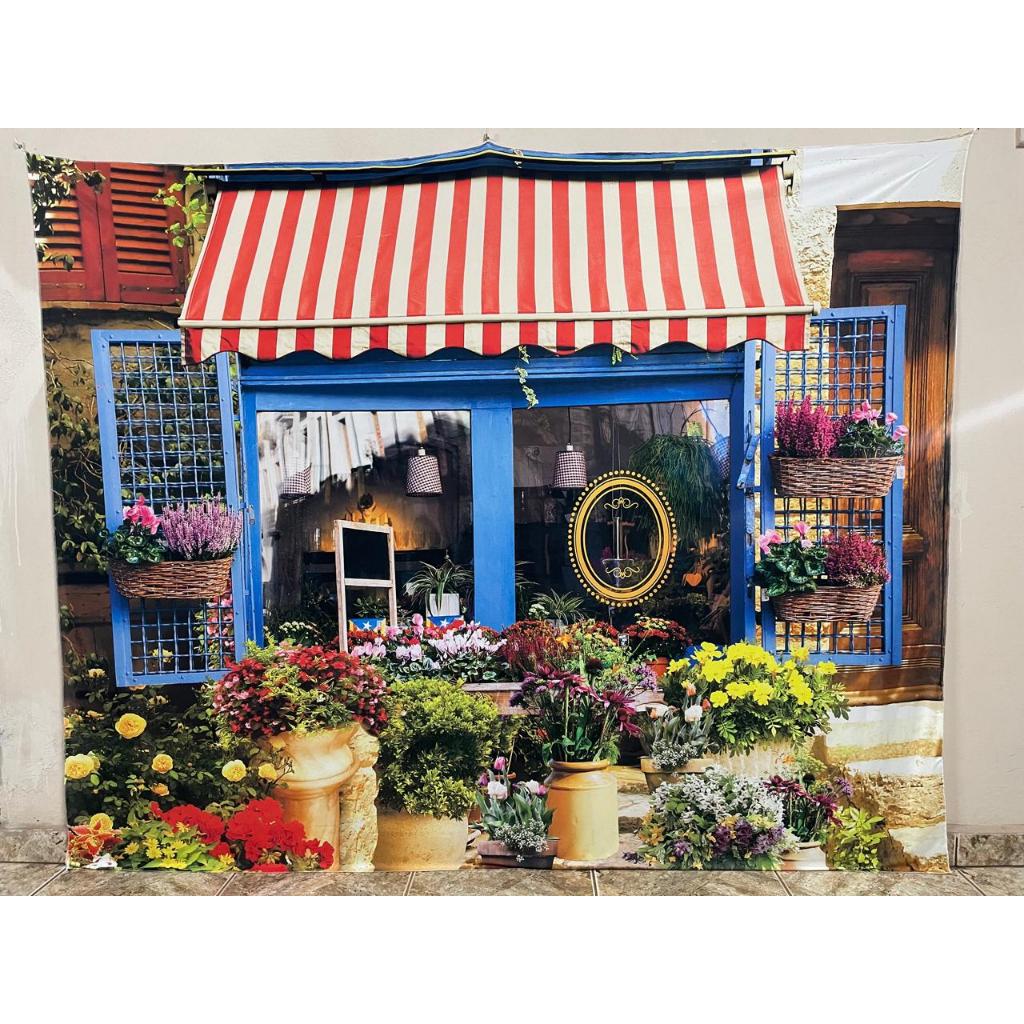 Fundo Fotográfico 2x1,60mts LxA em malha Sublimada Jardim Floricultura Itália Barraca de Feira