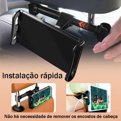 Suporte Celular E Tablet Regulável Uso Encosto Banco Veiculo Rotação Da Tela De 360º