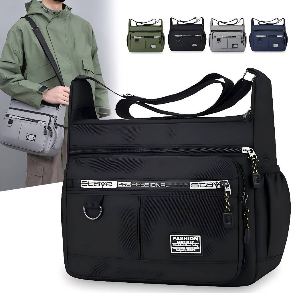 Grande capacidade bolsa de ombro mochila resistente impermeável Nylon saco de masculino crossbody em Oferta na Shopee