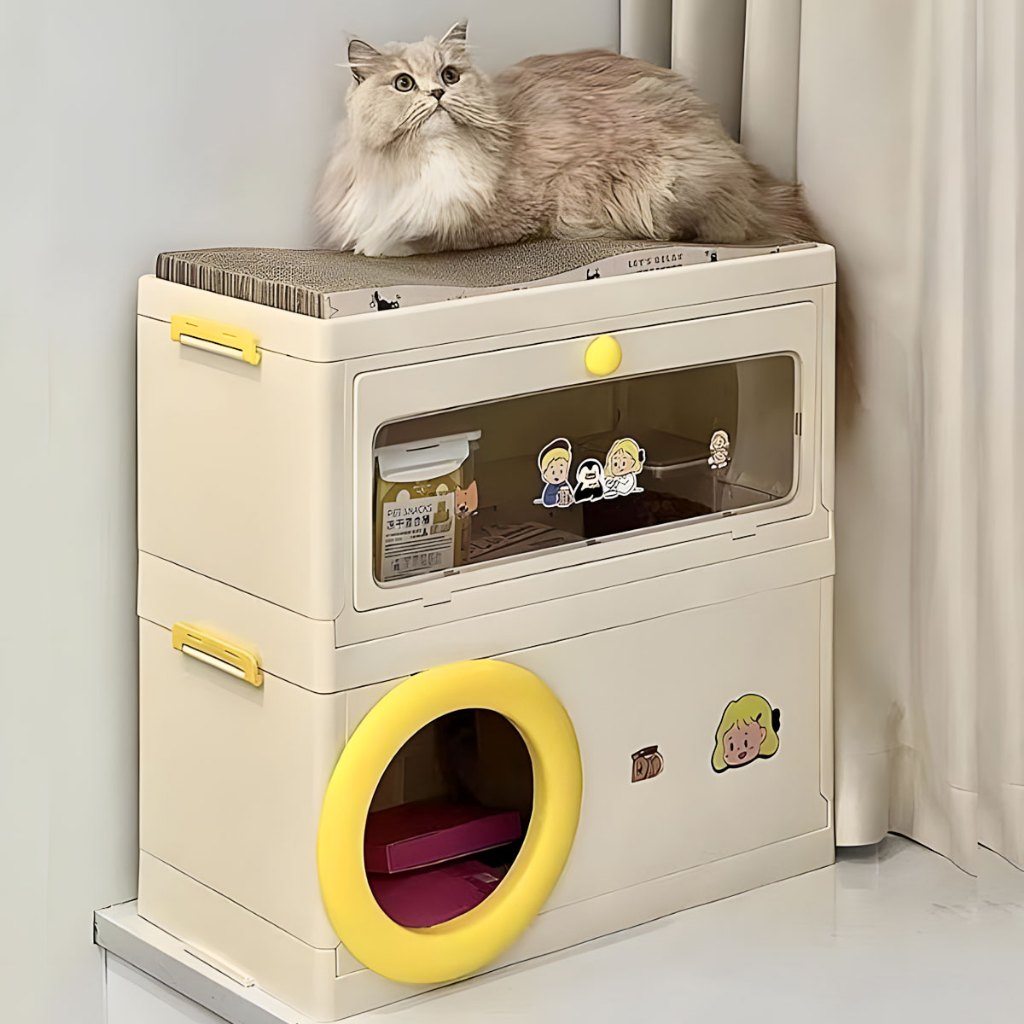 Casinha de Gato 2 Andares Dupla com Arranhador Grande Mansão Felina