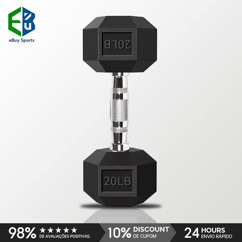 Ebuy Sports Halter Dumbell Emborrachado Sextavado Cromado De 20lb(9,1kg) Um único haltere