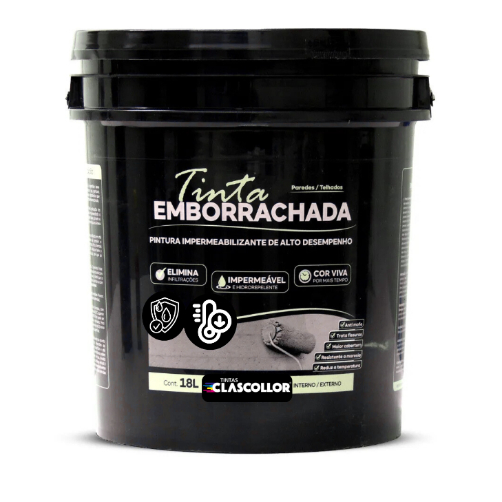 Tinta Emborrachada Impermeável 18KG Clascollor Lavável Parede Reboco Laje em Oferta na Shopee