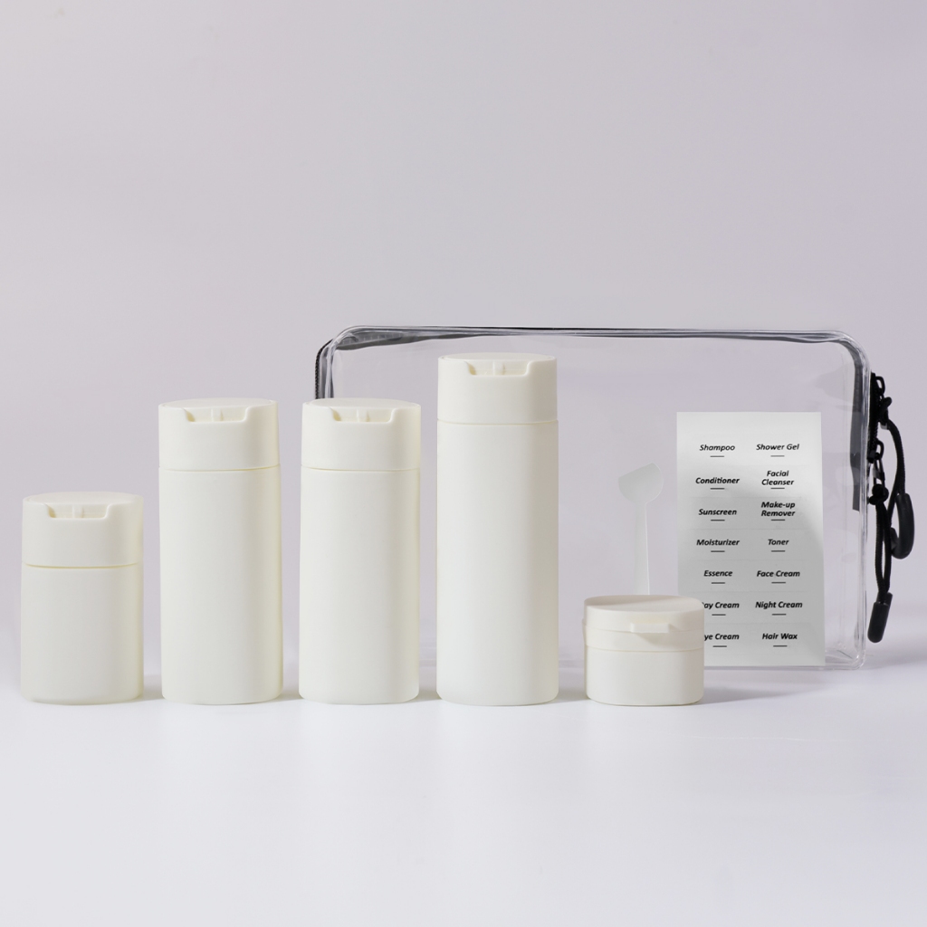 Imagem Kit 5 Frascos De Viagem PE Alta Qualidade Para Cosméticos Skincare Shampoo Sabonete Líquido ATP40