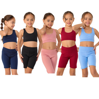 Conjunto infantil 1 top e 1short longo menina em Oferta na Shopee