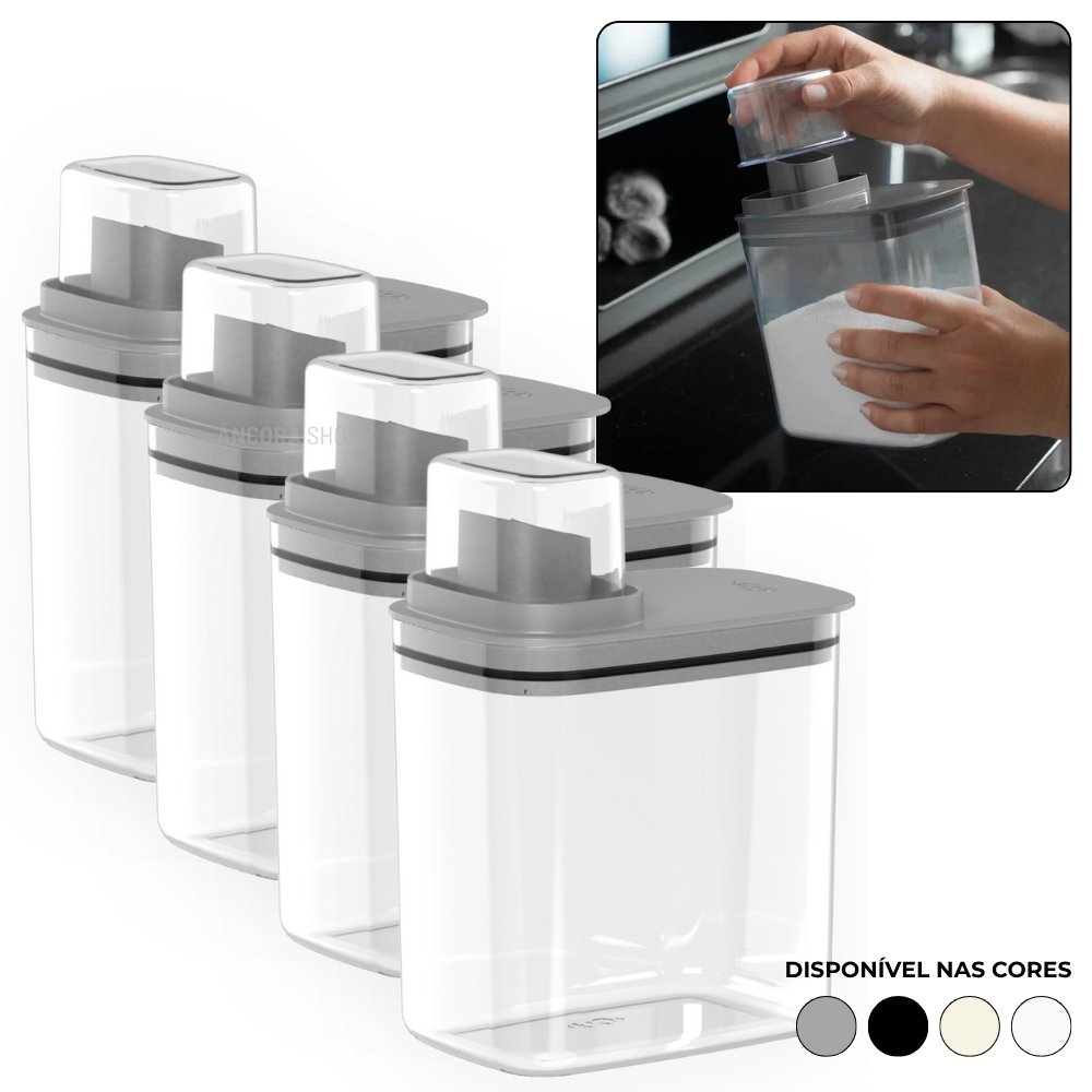 Kit 4un Dispenser Flow 1,5 Litros Chumbo Sabão Líquido Amaciante Alvejante Organizador de ...