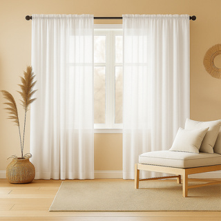 Cortina Voil Flame Linho Luxo 3,00x2,50 Sala Varão Passante em Oferta na Shopee