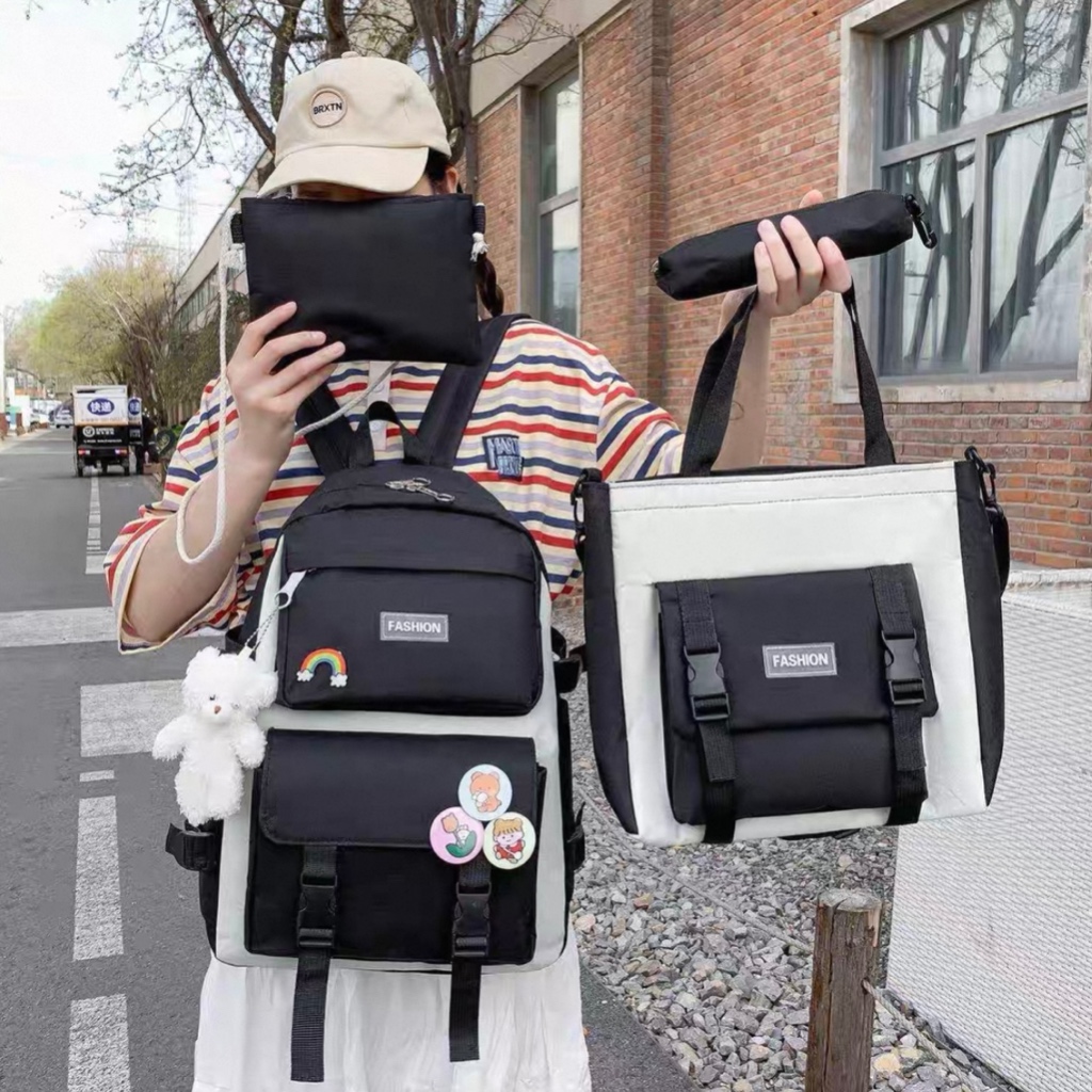 Kit 5 Bolsa Mochila Femina Musculina Escolar Magma Multiuso Jovem Verde