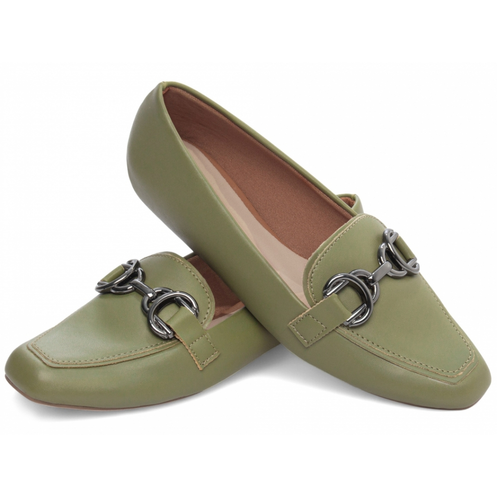 Sapatilha Mocassim Feminina Verde Estilosa Confortável Vermelho Luxo Azul Elegante Caramelo Social