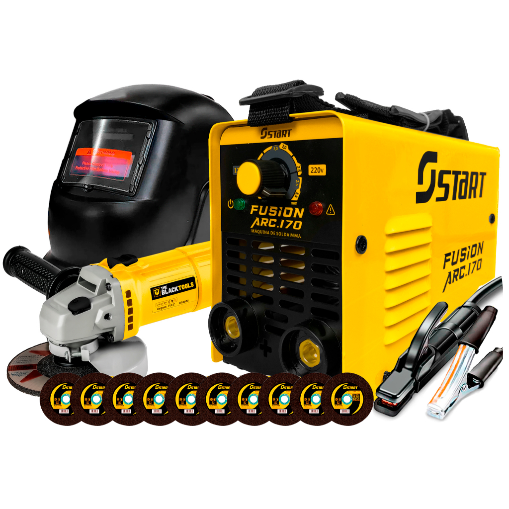 Kit Maquina De Solda Bivolt + Esmerilhadeira + Mascara E Acessórios em Oferta na Shopee