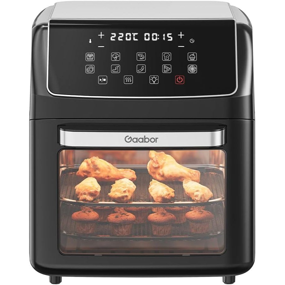 Air Fryer Oven Gaabor 12L Digital Preta 2000W com Janela, Luz Interna e Funções Forno e Desidratar 110V