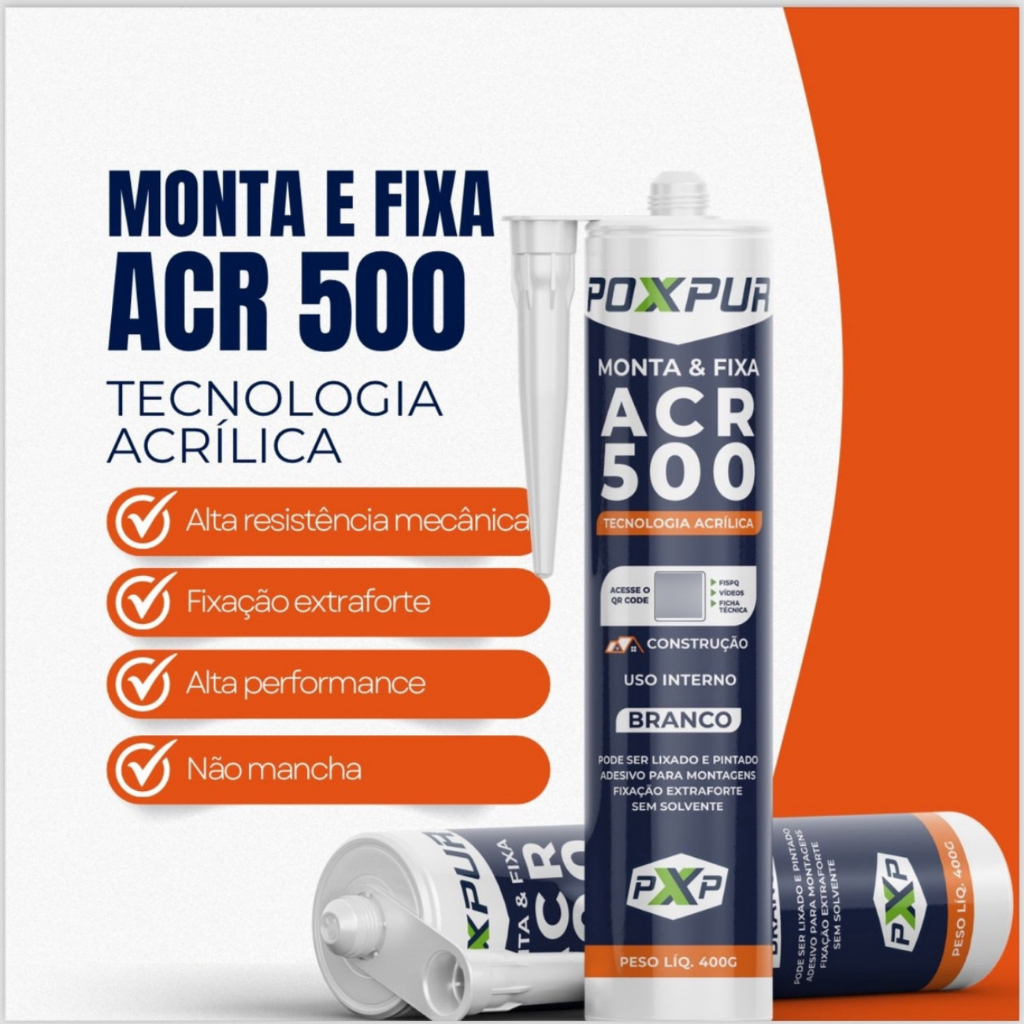 Cola Fixa Tudo Adesivo Extra Forte Acr500 Isopor Rodapé Mdf