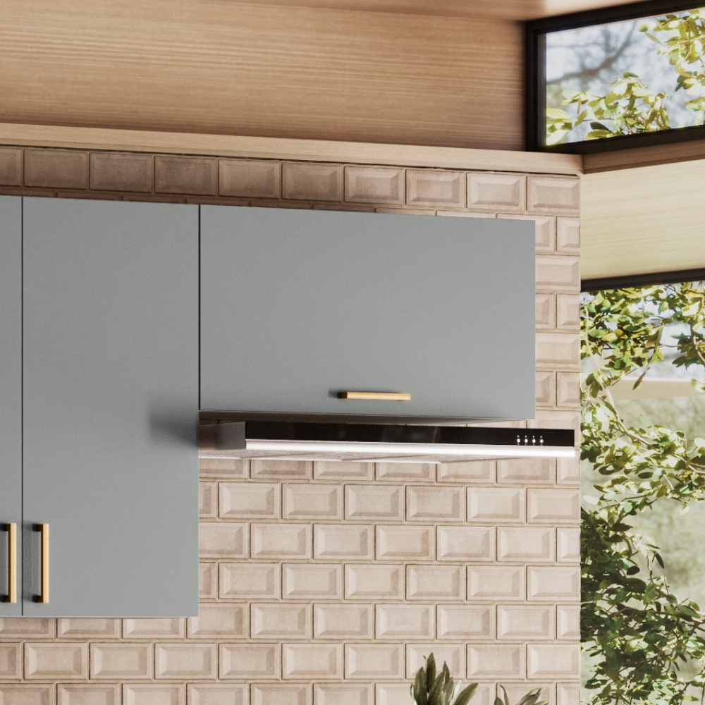 Armário Aéreo de Cozinha Essence 80cm Fendi e Gris com 1 Porta Itatiaia