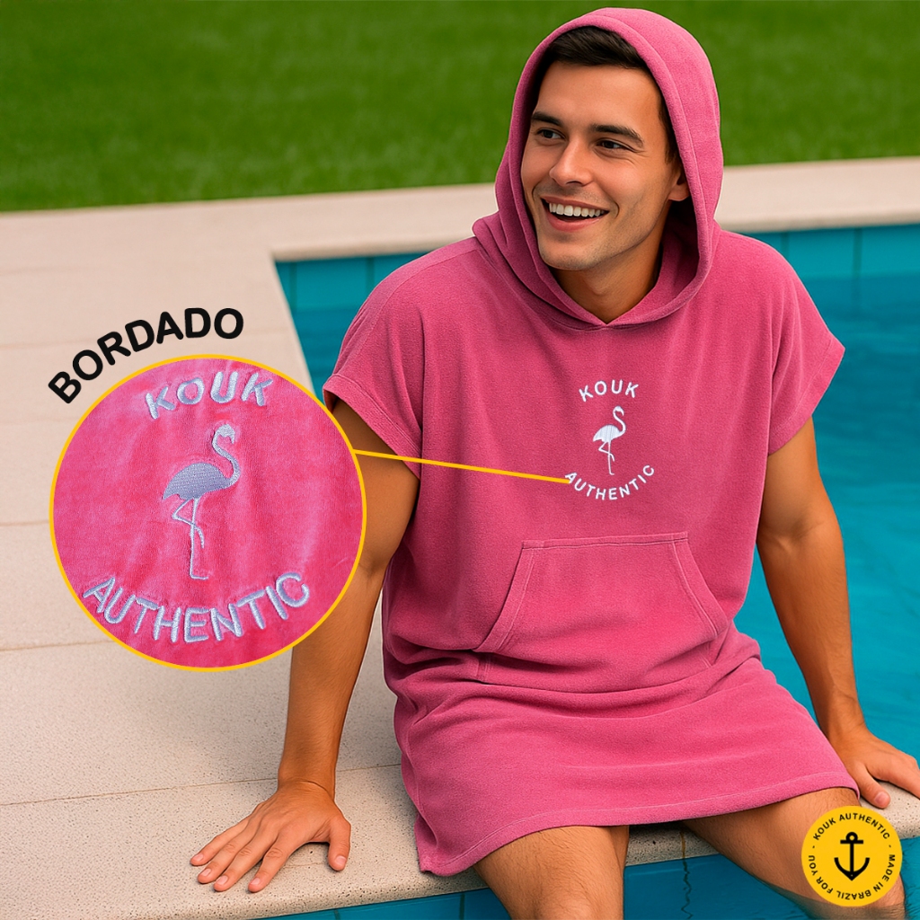 Poncho Atoalhado Adulto Com Capuz Kouk Authentic Ideal Para Praia Piscina Surf Trocar Roupa Unissex
